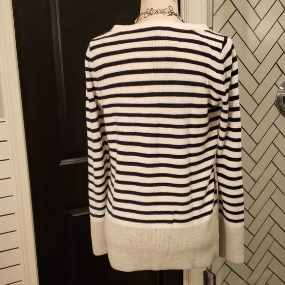 Loft Navy and grey striped sweater - Picture 5 of 7